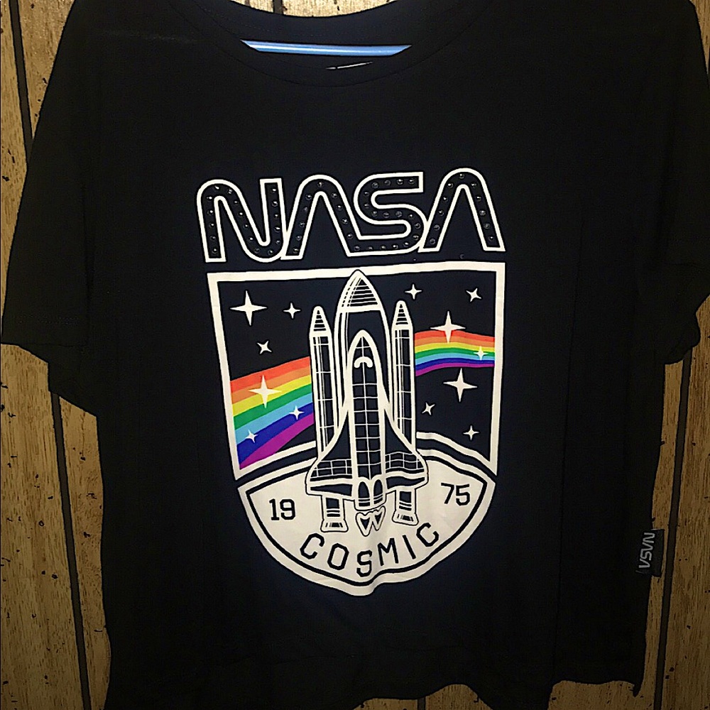 NASA Black Crop Top